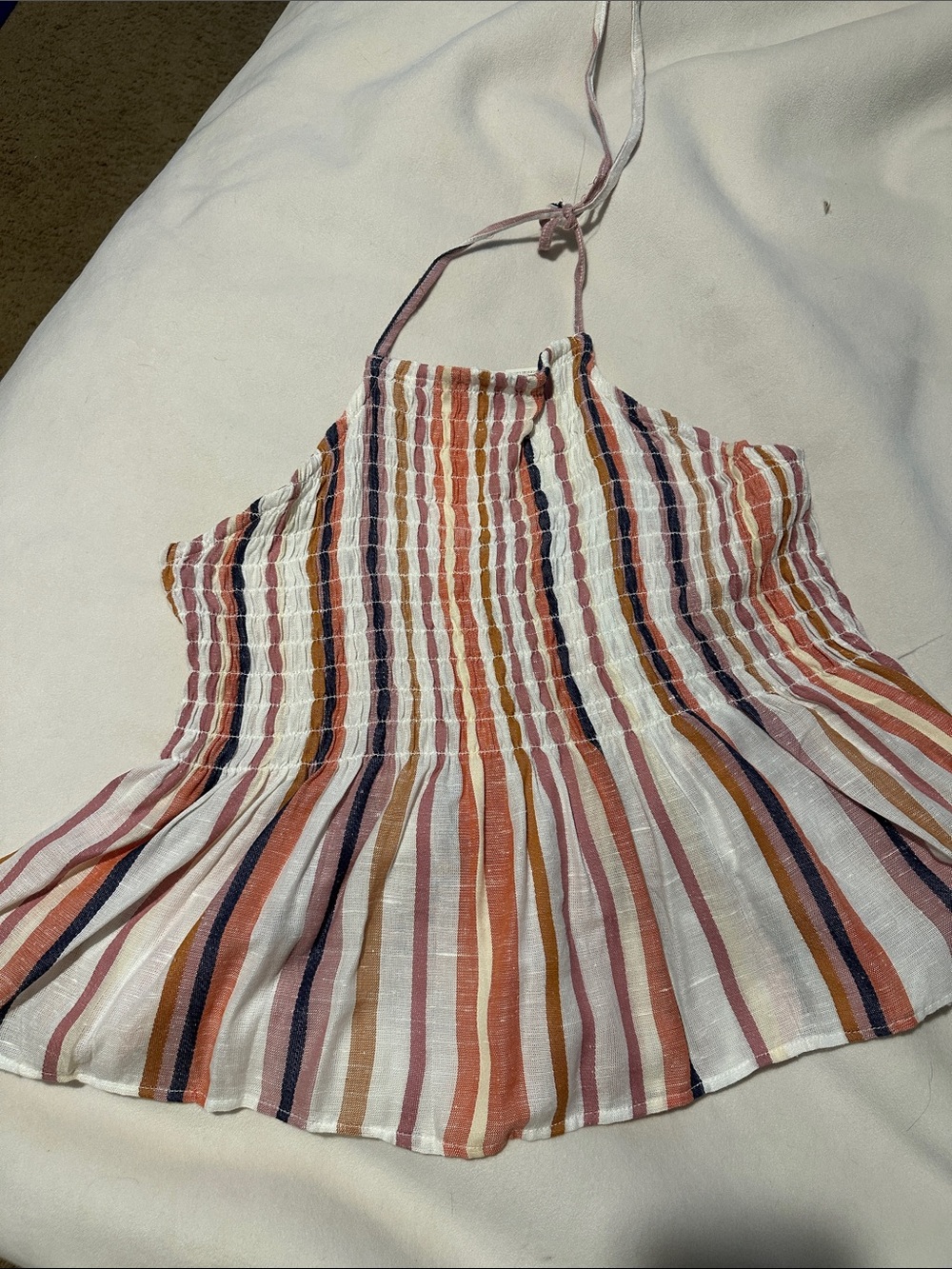 Francesca's Collections Striped Halter Camisole in White, Pink, Orange, Navy